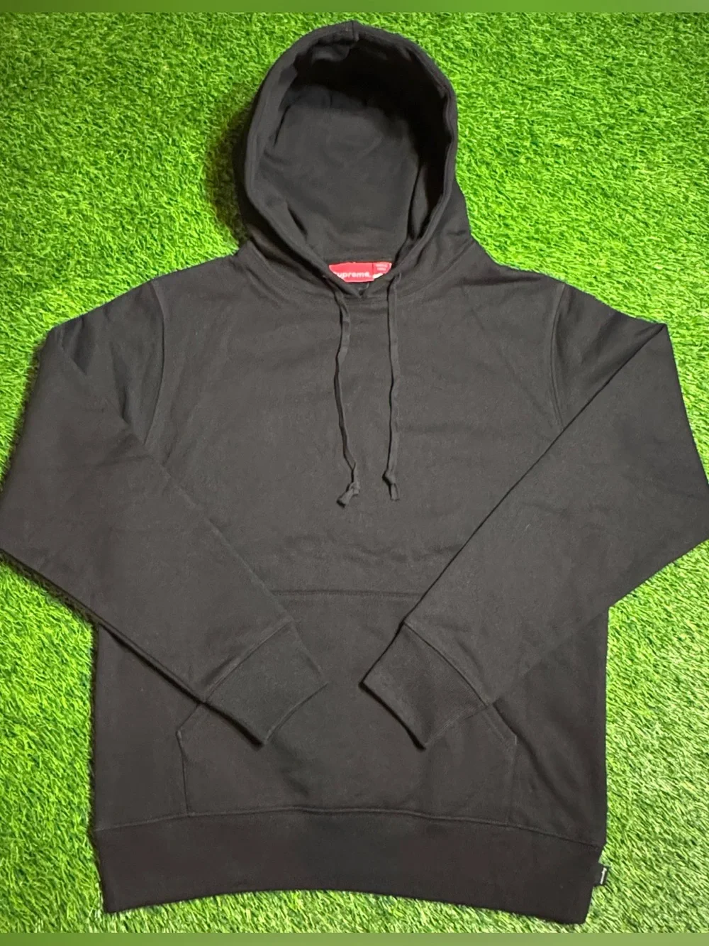 black supreme satin appliqué hoodie - Picture 2 of 4